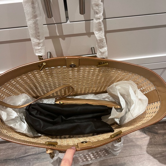 NEW YSL Saint Laurent E W shopping bag in woven cane and leather - Picture 5 of 13